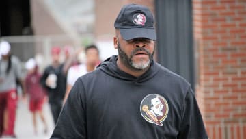 Wide receivers coach Ron Dugans at FSU's first spring practice of 2019.

Img 0781