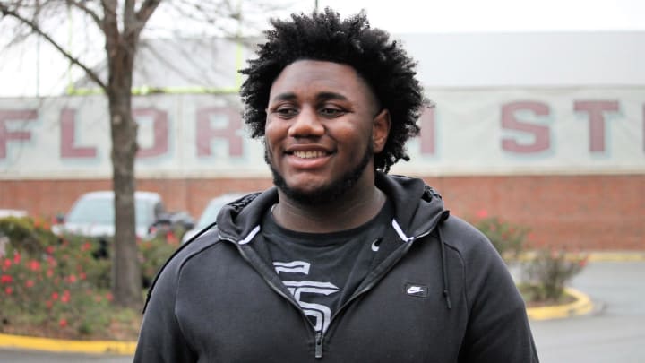 2020 three-star offensive tackle Richie Leonard at FSU junior day on Feb. 2, 2019

Img 0612