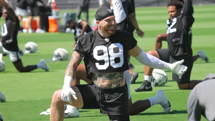 Las Vegas Raiders Superstar DED Maxx Crosby from 2024 Mandatory Mini-Camp