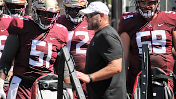 Offensive line coach Randy Clements at FSU football practice on Aug. 4, 2019.

Img 2801