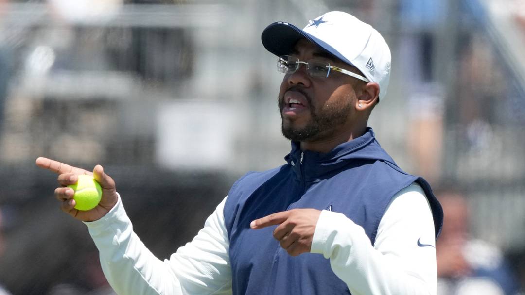 Dallas Cowboys defensive coordinator Christian Parker at training camp at River Ridge Playing Fields. Dallas Cowboys defensive coordinator Christian Parker at training camp at River Ridge Playing Fields.