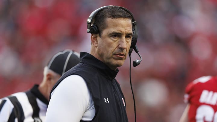 Nov 11, 2023; Madison, Wisconsin, USA;  Wisconsin Badgers head coach Luke Fickell during the game against the Northwestern Wildcats at Camp Randall Stadium. Mandatory Credit: Jeff Hanisch-USA TODAY Sports