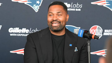 Jan 17, 2024; Foxborough, MA, USA; New England Patriots head coach Jerod Mayo addresses media at a