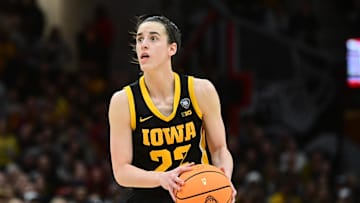 Apr 7, 2024; Cleveland, OH, USA; Iowa Hawkeyes guard Caitlin Clark (22)shoots the ball against the South Carolina Gamecocks  in the finals of the Final Four of the womens 2024 NCAA Tournament  at Rocket Mortgage FieldHouse. Mandatory Credit: Ken Blaze-Imagn Images