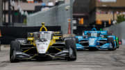 Andretti Global/Curb-Agajanian's Colton Herta enters Turn 1 as NTT IndyCar Series drivers compete during Detroit Grand Prix in downtown Detroit on Sunday, June 2, 2024.