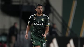 Sep 18, 2024; Portland, Oregon, USA; Portland Timbers midfielder Evander (10) dribbles downfield during the first half against the LA Galaxy at Providence Park. Mandatory Credit: Soobum Im-Imagn Images