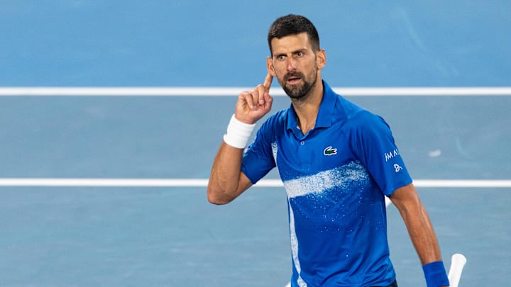 Novak Djokovic during his match in the fourth round of the men's singles at the 2025 Australian Open on Jan 19, 2025.