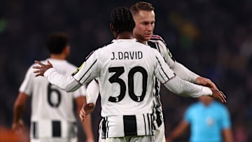 Jonathan David of Juventus Fc (F) celebrates with his team Jonathan David of Juventus Fc (F) celebrates with his team