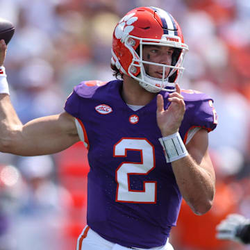 Clemson quarterback Cade Klubnik (2) has seen his estimated NIL value plummet as the Tigers have dropped to 1-3 this season.