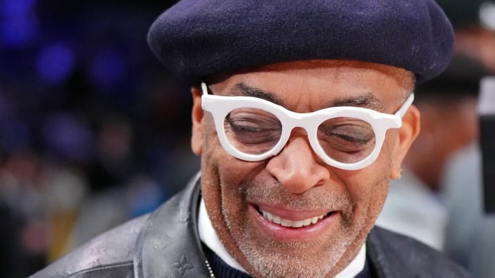 Feb 18, 2024; Indianapolis, Indiana, USA; Movie director Spike Lee attends the 73rd NBA All Star game at Gainbridge Fieldhouse. Mandatory Credit: Kyle Terada-USA TODAY Sports