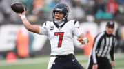 Dec 10, 2023; East Rutherford, New Jersey, USA; Houston Texans quarterback C.J. Stroud (7) throws a