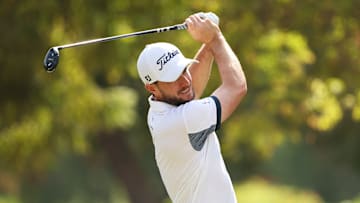 Laurie Canter takes a swing during the final round of the 2024 DP World Tour Championship