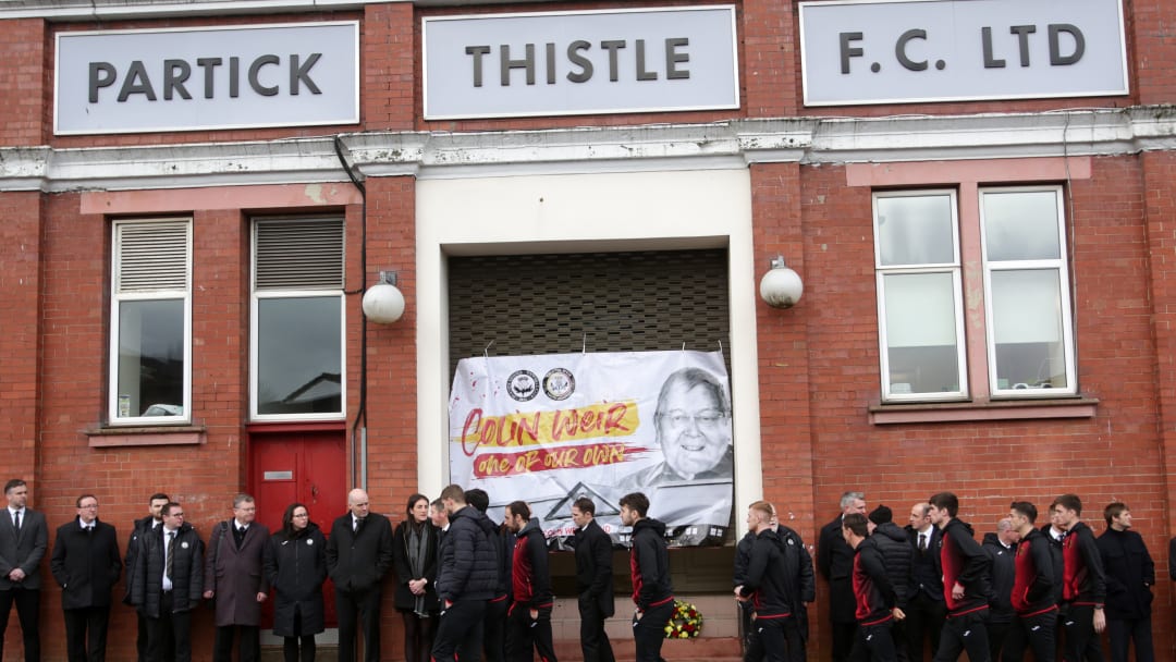 Funeral Cortege Of Euromillions Winner Pauses at Partick Thistle's Stadium