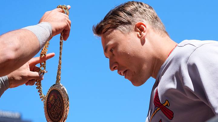 Jun 14, 2026; Minneapolis, Minnesota, USA; St. Louis Cardinals shortstop JJ Wetherholt (26) celebrates his two run home run against the Minnesota Twins in the sixth inning at Target Field. Mandatory Credit: Bruce Kluckhohn-Imagn Images