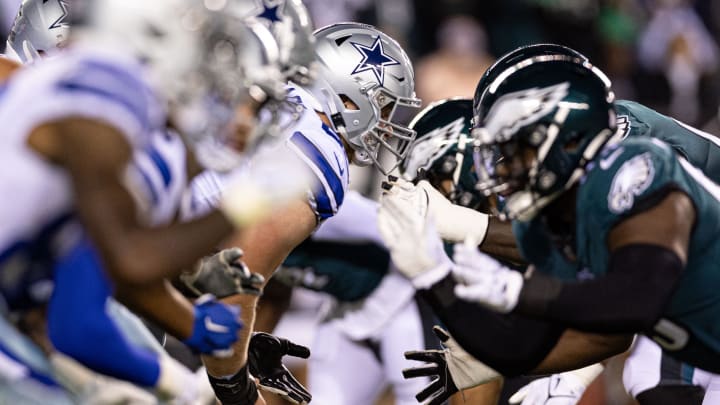 Oct 16, 2022; Philadelphia, Pennsylvania, USA; General view as the Dallas Cowboys snap the ball against the Philadelphia Eagles during the second quarter at Lincoln Financial Field. 