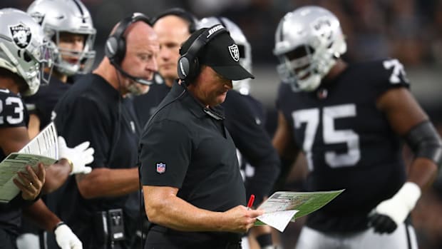 Las Vegas Raiders head coach Jon Gruden against the Baltimore Ravens