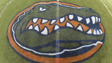 Dec 4, 2015; Atlanta, GA, USA; The Florida Gators logo on the playing field at the Georgia Dome in