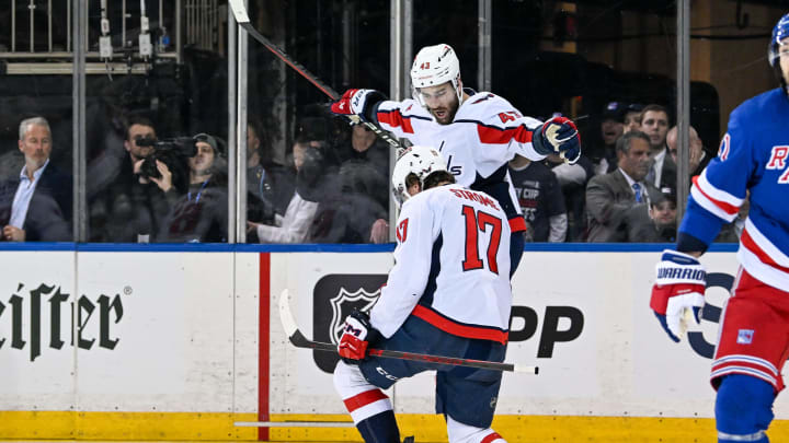 Dylan Strome, Tom Wilson, Washington Capitals Mandatory Credit: Dennis Schneidler-USA TODAY Sports