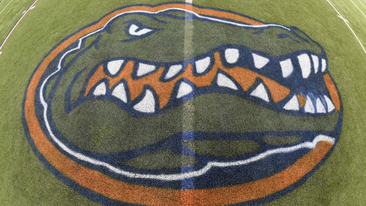 Dec 4, 2015; Atlanta, GA, USA; The Florida Gators logo on the playing field at the Georgia Dome in