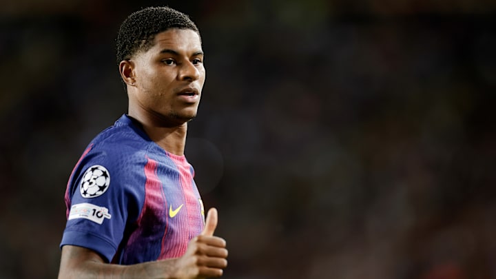 Marcus Rashford lors de FC Barcelone - Olympiakos. Marcus Rashford lors de FC Barcelone - Olympiakos.
