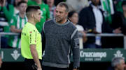 Hansi Flick was sent off during Barcelona's 2-2 draw with Real Betis on Saturday
