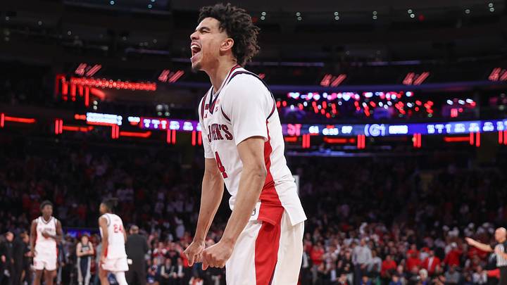 Mar 3, 2026; New York, New York, USA; St. John's Red Storm guard Oziyah Sellers (4) celebrates in the second half against the Georgetown Hoyas at Madison Square Garden. Mandatory Credit: Wendell Cruz-Imagn Images Mar 3, 2026; New York, New York, USA; St. John's Red Storm guard Oziyah Sellers (4) celebrates in the second half against the Georgetown Hoyas at Madison Square Garden. Mandatory Credit: Wendell Cruz-Imagn Images