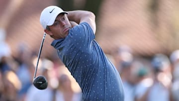 Rory McIlroy tees off during the third round of the 2025 Players Championship at TPC Sawgrass