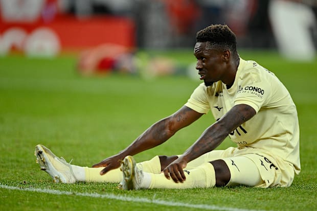 Folarin Balogun lying dejected on the ground. Folarin Balogun lying dejected on the ground.