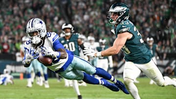Dallas Cowboys wide receiver CeeDee Lamb (88) is unable to make a reception defended by Philadelphia Eagles cornerback Cooper DeJean (33) during the fourth quarter of the game at Lincoln Financial Field.