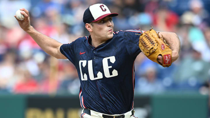 May 22, 2024; Cleveland, Ohio, USA; Cleveland Guardians relief pitcher Cade Smith (36) throws a pitch during the ninth inning against the New York Mets at Progressive Field. Mandatory Credit: Ken Blaze-USA TODAY Sports
