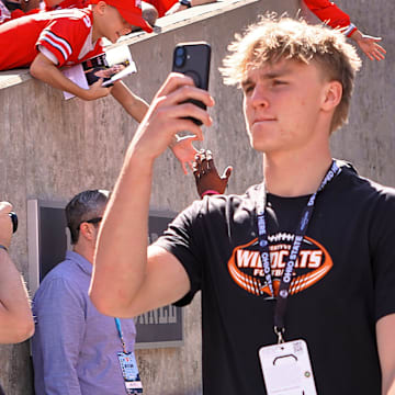 Brock Williams, Libertyville tight end, soaks up the atmosphere of the game between the Ohio State Buckeyes and Texas Longhorns at Ohio Stadium on Aug. 30, 2025.