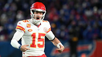 Jan 21, 2024; Orchard Park, New York, USA; Kansas City Chiefs quarterback Patrick Mahomes (15)