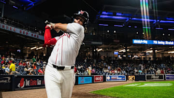 Roman Anthony gets ready for an at-bat during a WooSox game on Aug. 28 at Polar Park. Anthony was recently named the No. 1 prospect in baseball by Baseball America.