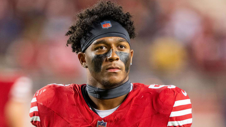 August 19, 2023; Santa Clara, California, USA; San Francisco 49ers linebacker Dee Winters (53) after the game against the Denver Broncos at Levi's Stadium. Mandatory Credit: Kyle Terada-USA TODAY Sports