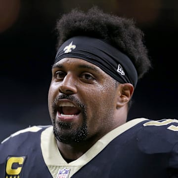 New Orleans Saints defensive end Cameron Jordan prepares before a game against the Carolina Panthers at the Caesars Superdome.