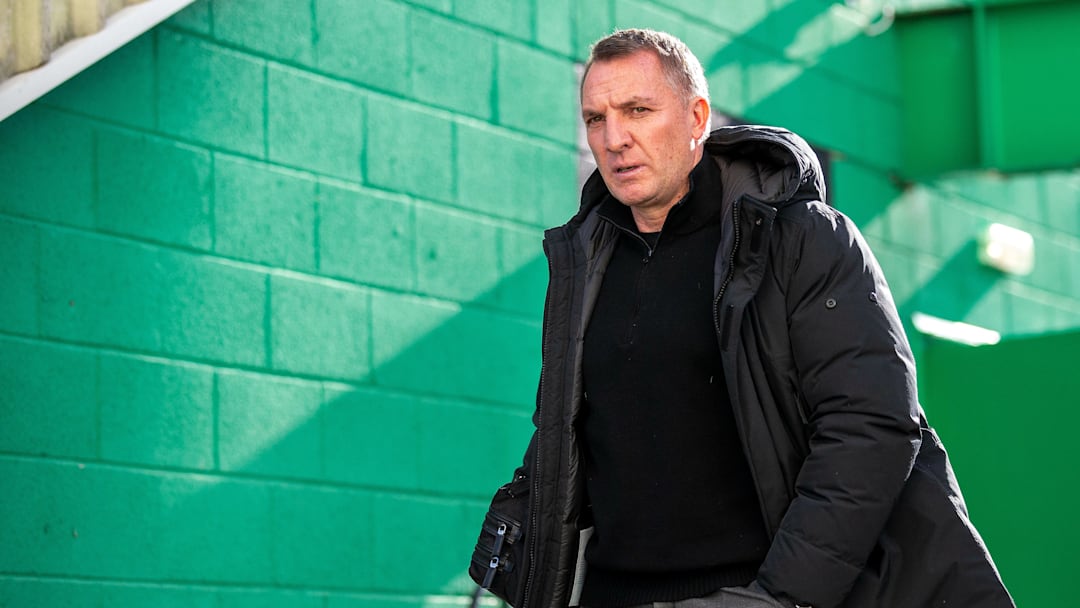 22nd February 2025; Easter Road, Edinburgh, Scotland: Scottish Premiership Football, Hibernian versus Celtic; Celtic Manager Brendan Rodgers arrives for the match 22nd February 2025; Easter Road, Edinburgh, Scotland: Scottish Premiership Football, Hibernian versus Celtic; Celtic Manager Brendan Rodgers arrives for the match