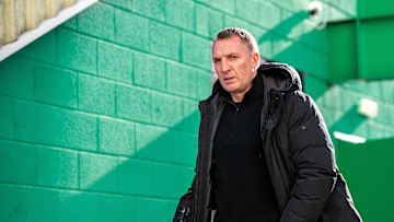 22nd February 2025; Easter Road, Edinburgh, Scotland: Scottish Premiership Football, Hibernian versus Celtic; Celtic Manager Brendan Rodgers arrives for the match