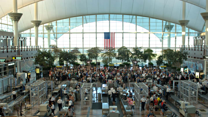 Interior of Denver International Airport in Colorado.