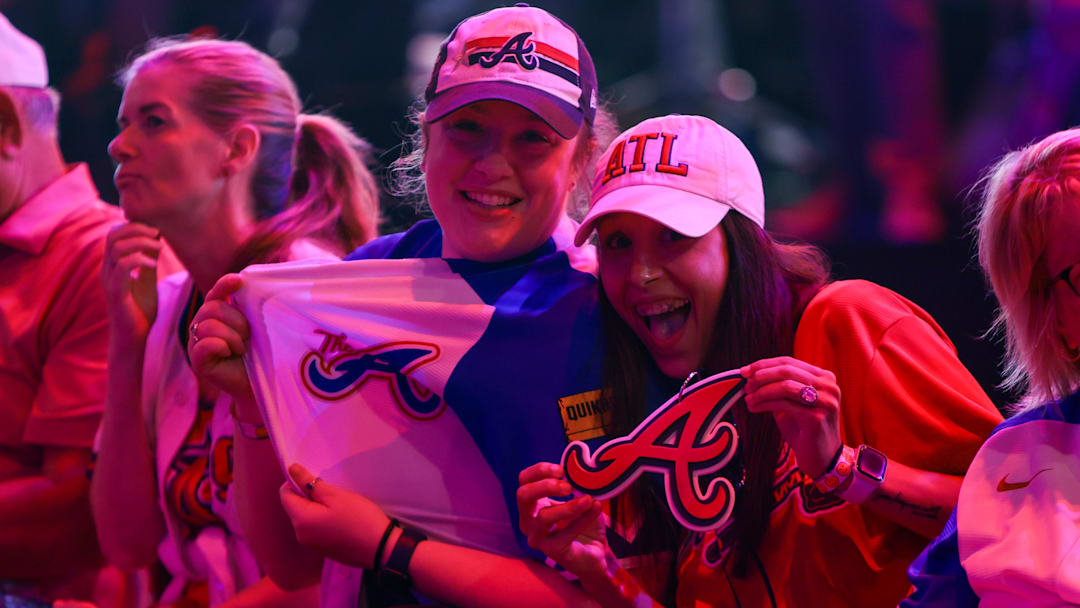 Atlanta Braves fans await the start of the MLB Draft at The Coca-Cola Roxy.