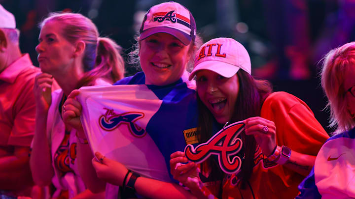 Atlanta Braves fans await the start of the MLB Draft at The Coca-Cola Roxy.