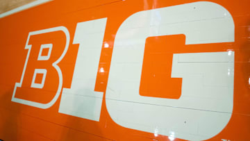 Dec 4, 2012; Champaign, IL, USA; The Big Ten logo displayed on the court before the game between the Western Carolina Catamounts and the Illinois Fighting Illini at Assembly Hall.  Mandatory Credit: Bradley Leeb-Imagn Images