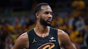 May 9, 2025; Indianapolis, Indiana, USA; Cleveland Cavaliers forward Evan Mobley (4) during game three of the second round for the 2025 NBA Playoffs against the Indiana Pacers at Gainbridge Fieldhouse. Mandatory Credit: Trevor Ruszkowski-Imagn Images