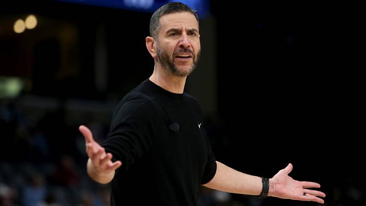 Jan 23, 2026; Memphis, Tennessee, USA; New Orleans Pelicans head coach James Borrego reacts during the fourth quarter against the Memphis Grizzlies at FedExForum. Mandatory Credit: Petre Thomas-Imagn Images
