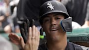 Chicago White Sox third baseman Miguel Vargas (20) celebrates after hitting a two-run home run against the Chicago Cubs at Wrigley Field. 