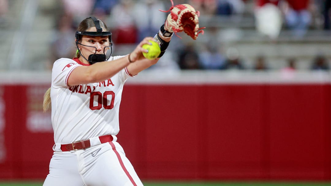 Freshman  pitcher Allyssa Parker prepares the throw the ball during the home opener against Alabama State at Love’s Field on Thursday in Norman. Okla.