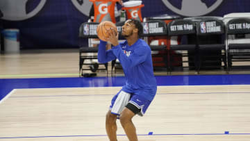 May 15, 2024; Chicago, IL, USA; Bronny James participates in the 2024 NBA Draft Combine at Wintrust Arena. Mandatory Credit: David Banks-USA TODAY Sports