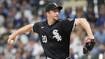 May 31, 2024; Milwaukee, Wisconsin, USA;  Chicago White Sox pitcher Erick Fedde (20) throws a pitch during the first inning against the Milwaukee Brewers at American Family Field. Mandatory Credit: Jeff Hanisch-Imagn Images