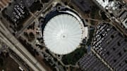 Tropicana Field viewed from overhead in June 2024.