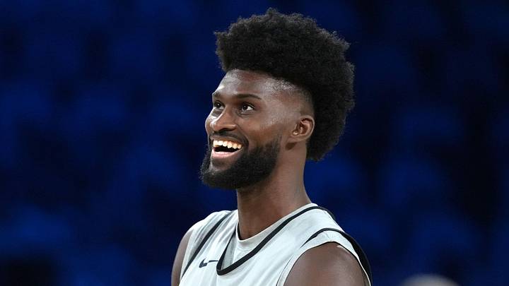 Dec 12, 2025; Las Vegas, NV, USA; Orlando Magic forward Jonathan Isaac (1) during practice prior to the Emirates Cup semifinals at T-Mobile Arena. Mandatory Credit: Kirby Lee-Imagn Images