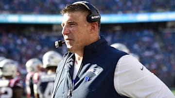New England Patriots head coach Mike Vrabel during the second half against the Carolina Panthers at Gillette Stadium.